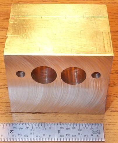 Cylinder Block Make from 2 x 2 x 2 Brass 3/16 A A 15/16 Hole A. See Note 2. 1-1/2 5/8 2 1-3/4 Drill through, ream 3/16 (2 ea) Drill through, ream 7/16 (2 ea.) Notes: 1.