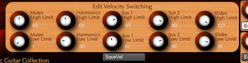 Velocity Scaling Velocity Scaling allows you to choose from several presets that determine how the articulations respond to velocity. This includes a user preset for a customized feel.
