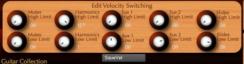 The lower row adjusts the low midi velocity limits of each layer, and the upper row adjusts the high velocity limits. You can even isolate a single layer.