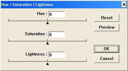 Hue / Saturation / Lightness Adjusts the hue, saturation, and lightness of an image. This button becomes available when the Color Adjustment button is clicked.