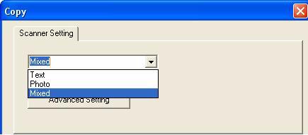 Copy Setting Copies Selects the number of copies. Scale Increases or decreases copy scaling. Printer To change the default printer properties, click Properties.