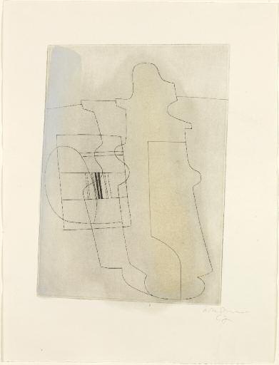 BEN NICHOLSON 1894-1982 Glass-topped Bottle, 1967 Etching with pencil and oil wash Signed and dated lower right.