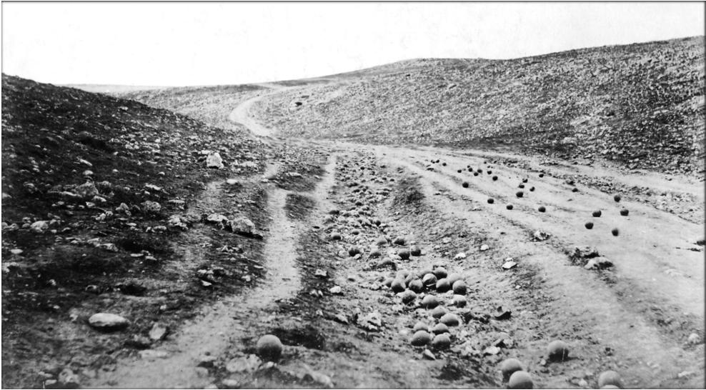 Introducing war photography The Valley of the Shadow of Death, Roger Fenton, Picture source: Iconic Photos Origins in mid 19 th century (Crimea Russia) Even early photographers