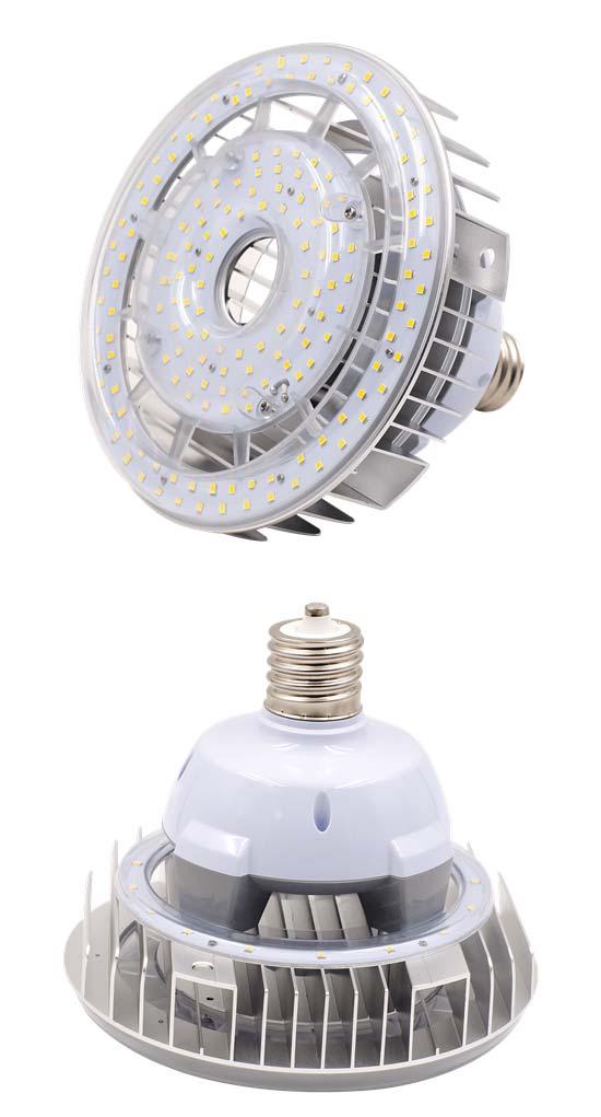 LEDMBR Mogul Base LED Replacement lamp 3000K, 4000K / 80w, 115w LEDMBR is a LED replacement lamp for high HID high bay or garage luminaires.
