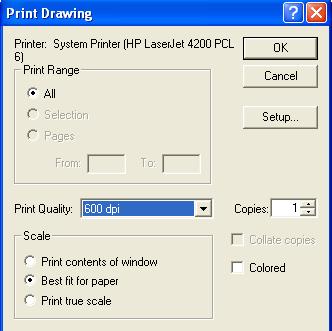 Go to File > Print Setup. Be sure to choose the HP LaserJet 4200 printer. Orientation should be Landscape. 3.