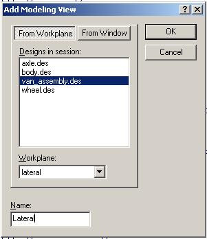 6. Go to Drawing > Add Modeling View. Click on the From Workplane tab, and fill out the box as it is below. Be sure to change the Name to Lateral. 7.