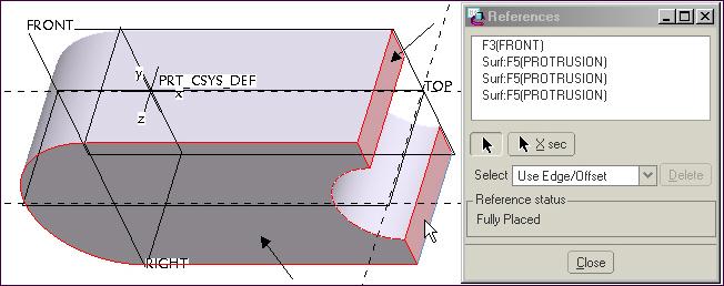 19 Cut References Click: Standard Orientation delete the RIGHT Reference click on the three surfaces shown in Figure 4.