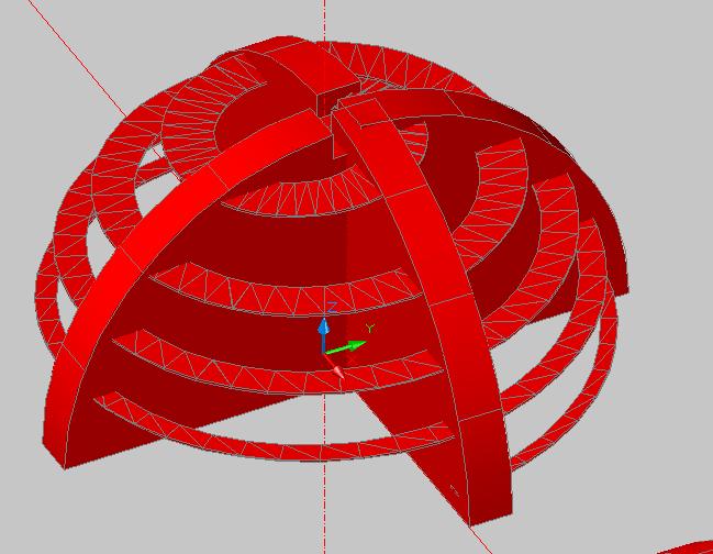 Figure 5.1: Support structure for a 4.5-turn non-conformal hemispherical helical antenna Figure 5.2: Intersections of strip helix and support structure.