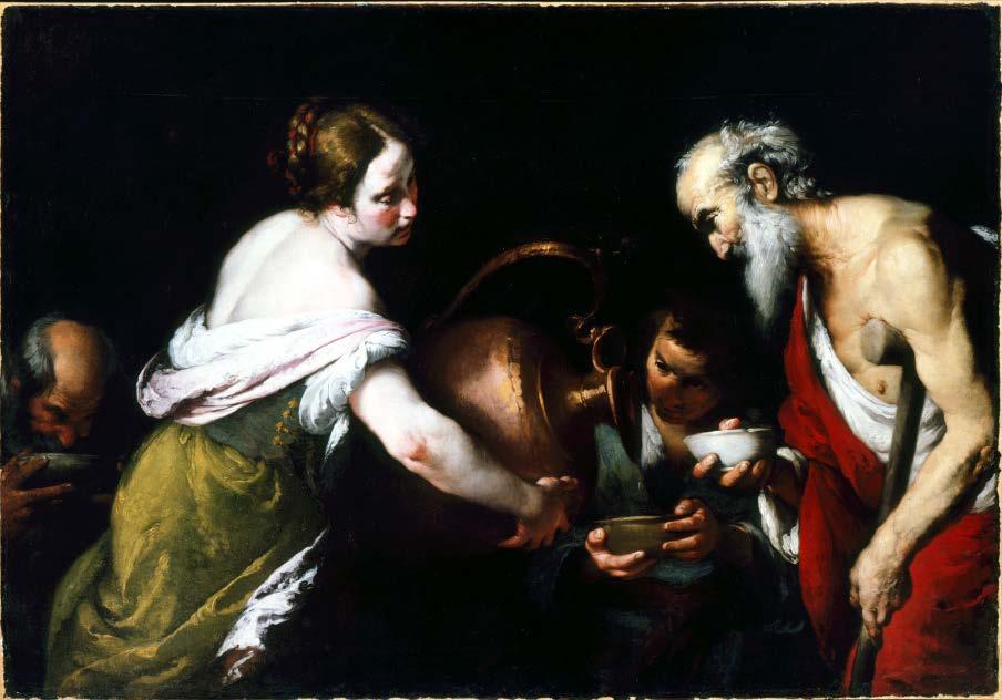An Act of Mercy: Giving Drink to the Thirsty. Bernardo Strozzi, Italian, c. 1618/1620. Oil on Canvas. Museum Purchase, 1950.