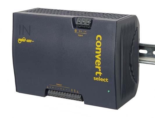 89% Short-term output peak power capability, rectangular current limiting characteristic Single or two independently regulated outputs with, 6, or 8 V Outputs no-load, overload, and short-circuit