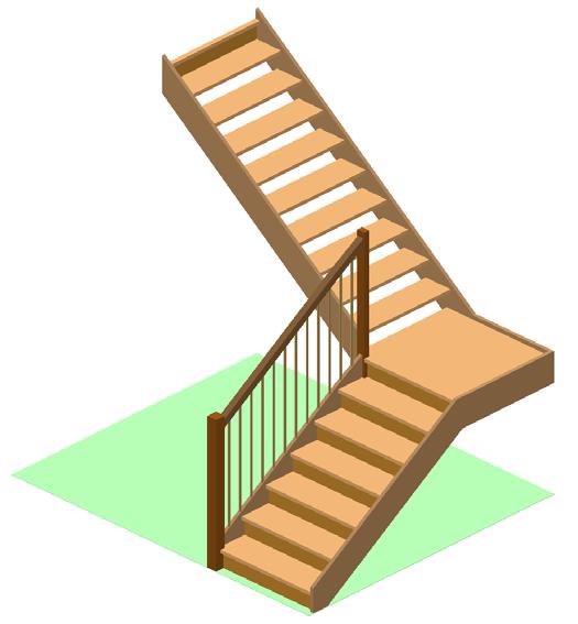 of stair with risers and parts without risers:
