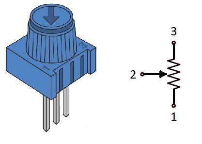 Potentiometer 3 2 1 Figure 4: Potentiometer pictorial (left) and circuit diagram symbols (right).