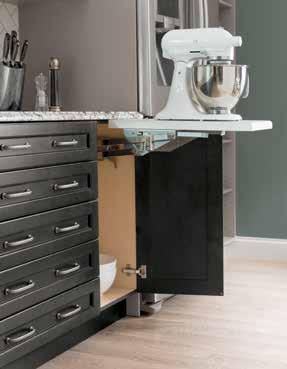 The swing out mechanism brings 360 placing pots and pans at hand storage and functionality.
