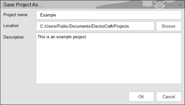 4.3 Save To save a project, select Project -> Save or click the icon from the menu. 4.