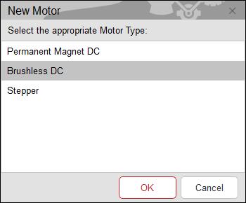 1 Add New Motor to the Database Select New in the User Motor Database Manager window and select the desired