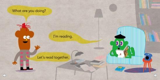 (Naughty): Let s read together. T: What is Smarty doing? / C: Smarty is reading. T: That s right. Let s role play.