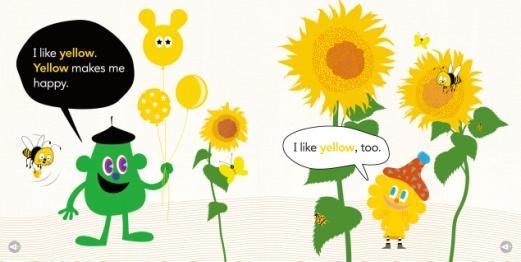 Smarty likes yellow. Happy likes yellow, too. T: Look! I see many yellow things. What do you see?