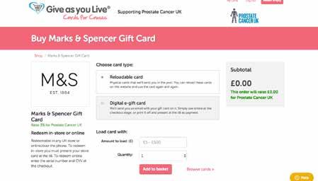 E.g. If you pick 1 card at 10 each with Marks and Spencer you will raise 0.30 for a chosen charity.