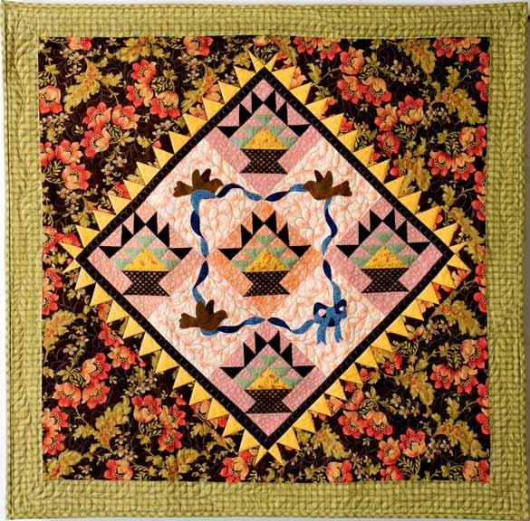 OUR FAVORITE THINGS 44" x 44". Made and quilted by Ann Seely.