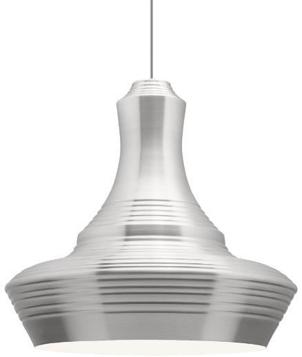 Available in LED which delivers 1680 lumens while using only 19 watts, the Aluminum finish fixture comes with a Gray cloth cord
