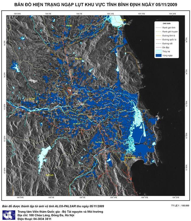 Satellite Image received from Sentinel Asia Binh Dinh Flood