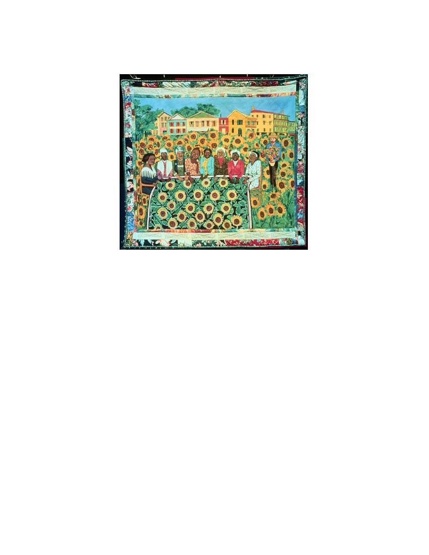 ART MASTERPIECE: The Sunflower Quilting Bee at Arles, (France) 1991 by Faith Ringgold Grade: 6TH Grade Pronounced: Faith RING-gold Keywords: Color, Quilting, Women s Rights, Civil Rights, Metaphor,