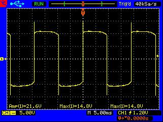 OUTPUT WAVEFORM OF FULL BRIDGE WITH R LOAD: Photograph 5.3: Waveform of Full Bridge with RL Load V.