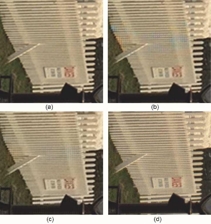 374 IEEE TRANSACTIONS ON IMAGE PROCESSING, VOL. 14, NO. 3, MARCH 2005 Fig. 7. (a) Original portion (100 2 100) of img8 at the low resolution (s =2).