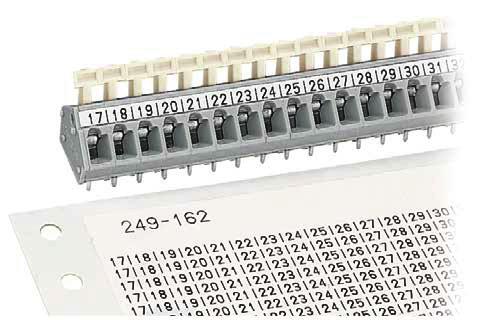 508 Marking Cards Self-adhesive marking strips on DIN A4 card Pin spacing: 2.5 mm, 2.54 mm, 3.5 mm, 3.81 mm, 3.
