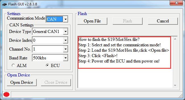 6.3 Reprogramming tool Flash GUI Flash GUI is a simple PC based GUI software tool to reprogram the controller, developed by