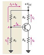 developed by a resistive voltage divider that consists of R1 and R2, as in Figure 16. R1 and R2 are selected to establish VB. If the divider is stiff, IB is small compared to I2.