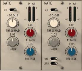 8 Gate Modules Channels 2 and 3, corresponding to microphones 2 and 3, have a gate module rather than a compressor which can be used for dynamic gated reverb effects. Figure 6: Gate Modules 8.