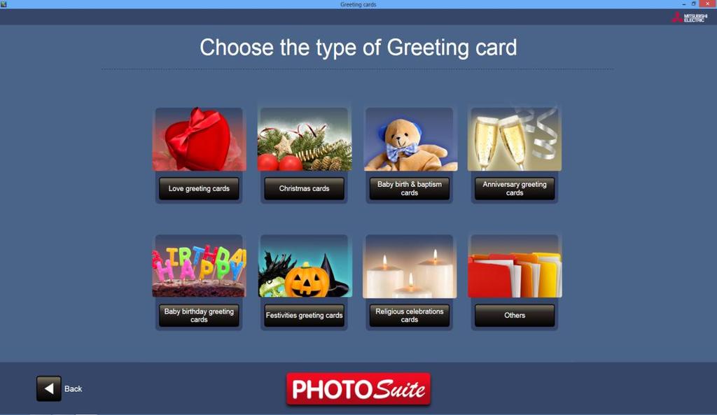 4.5 'Greeting cards service This service allows the client to create different types of products such as Christmas, birth and christening cards, anniversary cards, children's birthday cards, etc.