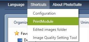 5 PrintModule To access the PrintModule go to the menu at the top of the application in the Direct Accesses section and select PrintModule. 5.