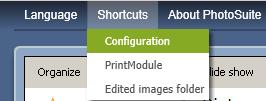 6 PhotoSuite Configuration To access the PhotoSuite configuration menu go to the menu at the top of the