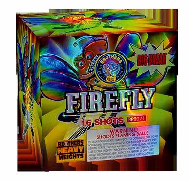500 GRAMS OF AWESOME FIREFLY FIRING TIME: 42 seconds Red and silver bouquets, blue