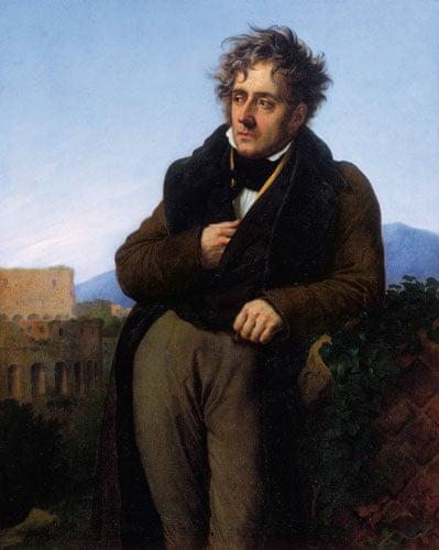 CHATEAUBRIAND MEDITATING ON THE RUINS OF ROME BY ANNE-LOUIS GIRODET, 1808: Romantic melancholy was a la mode and the Byronic-looking