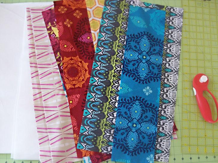1. From the fabric for each top front panel, cut ONE 21" wide x 11" high rectangle 2. From the fabric for each bottom front panel, cut ONE 21" wide x 5" high rectangle 3.