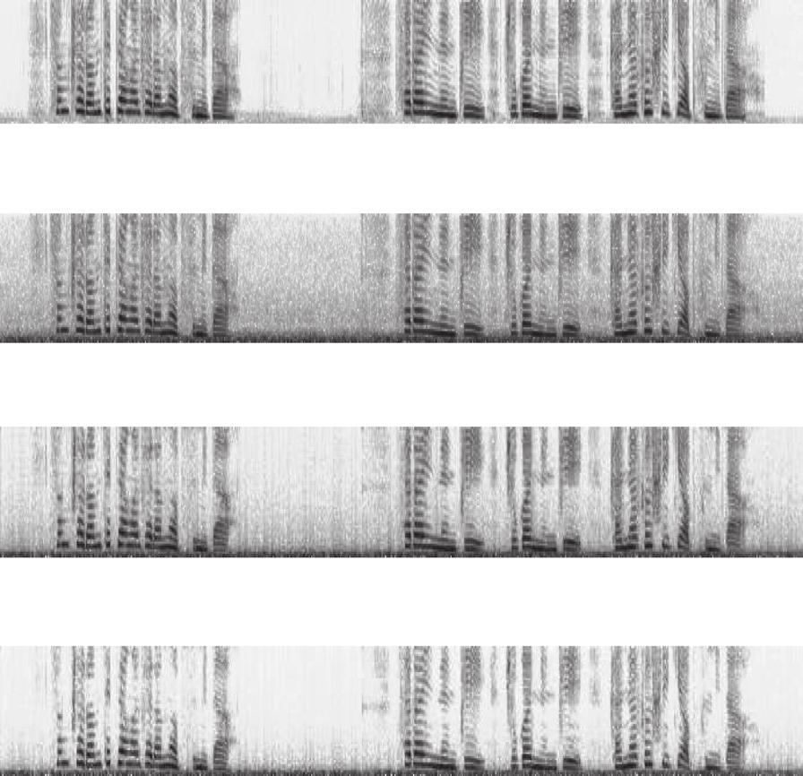 6 W. Lee et al. / Signal Processing 9 (2) 55 6 4 2 2 3 4 5 6 7 8 4 2 2 3 4 5 6 7 8 4 2 2 3 4 5 6 7 8 4 2 2 3 4 5 6 7 8 time (s) Fig. 3. Speech spectrograms (car noise, SNR = 5 db).