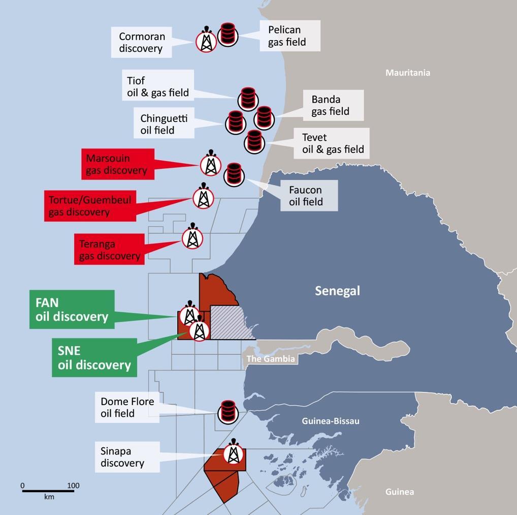 Major gas discoveries have also recently been made north of FAR in Senegal and