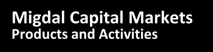 Migdal Capital Markets Products and Activities Mutual Funds Mutual Funds: The fourth largest mutual fund company in Israel, managing approximately ILS 19B, mainly in fixed income, but also in many