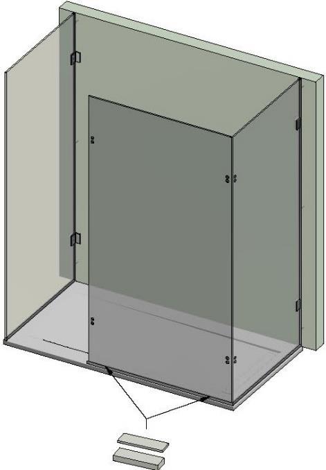 Using purpose made Glass Lifters to handle panel B, carefully lift onto the spacers and slide up to the inside face of panel A.
