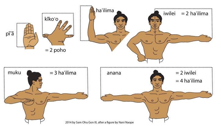 INOA DATE MESSIN AROUND IN OUR MĀLĀ NA ANAKAHI HAWAI I (HAWAIIAN UNITS OF MEASUREMENT) My Na Anakahi Hawai i Inches Centimeters Pī ā - from tip of middle finger to heel of hand Kīko o- from tip of