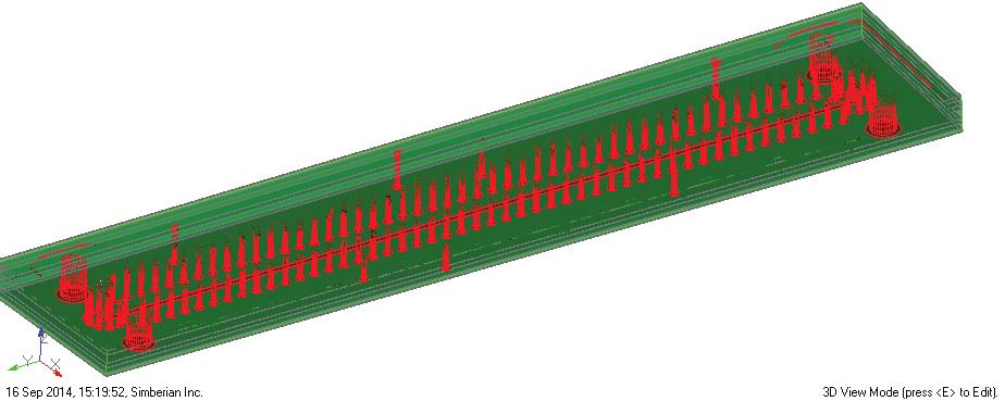 1) 2-inch microstrip line segment Board Analyzer: Trace width is adjusted (14.5 to 13.
