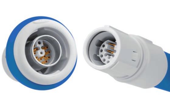 Designed to meet medical industry requirements HyperGrip Circular Connector Series is available with 5, 12, 19 or 33 pin positions and a userconfigurable keying system.