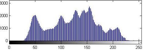 Figure (d.2).this is the histogram of the figure(e) by using the soft thresholding concept and create histogram of the image.