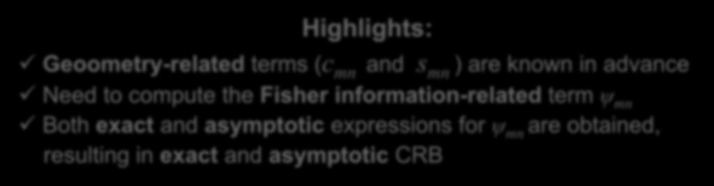 terms (c mn and s mn ) are known in advance Need to compute the Fisher information-related term ψ mn Both Fisher