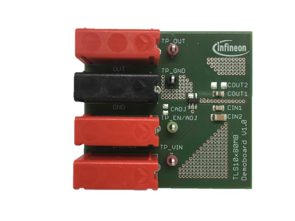 Demoboard 2 Demoboard The is available for all devices of the TLS10xB0MB voltage tracking regulator family in