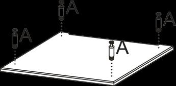 PASO 3 PASO 3 1. Atornille 4 pernos de leva (A) en los agujeros con rosca en la tabla de arriba (1). 2.