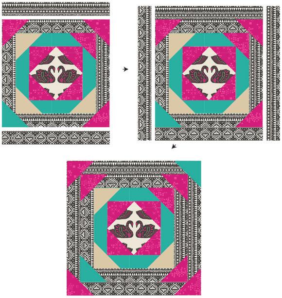 DIAGRAM 5 Take one (1) 5½ x 1½ strip from fabric E and one (1) 6½ x 1½ strip from fabric D.